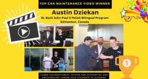 Austin Dziekan, student from St Basil John Paul II Polish Bilingual Program School won top car maintenance video