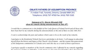 Statement with Apology from Rev. Marcin Mironiuk OMI